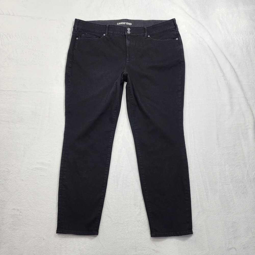 Lands' End Jeans Womens 22W Black‎ High Rise Skinny Ankle Stretch Denim Casual